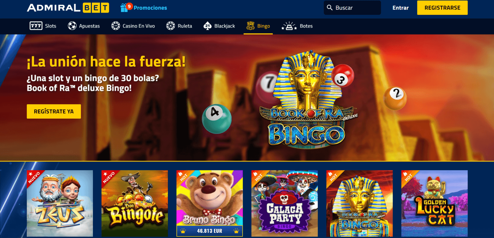 Videobingo de AdmiralBet Casino online en España