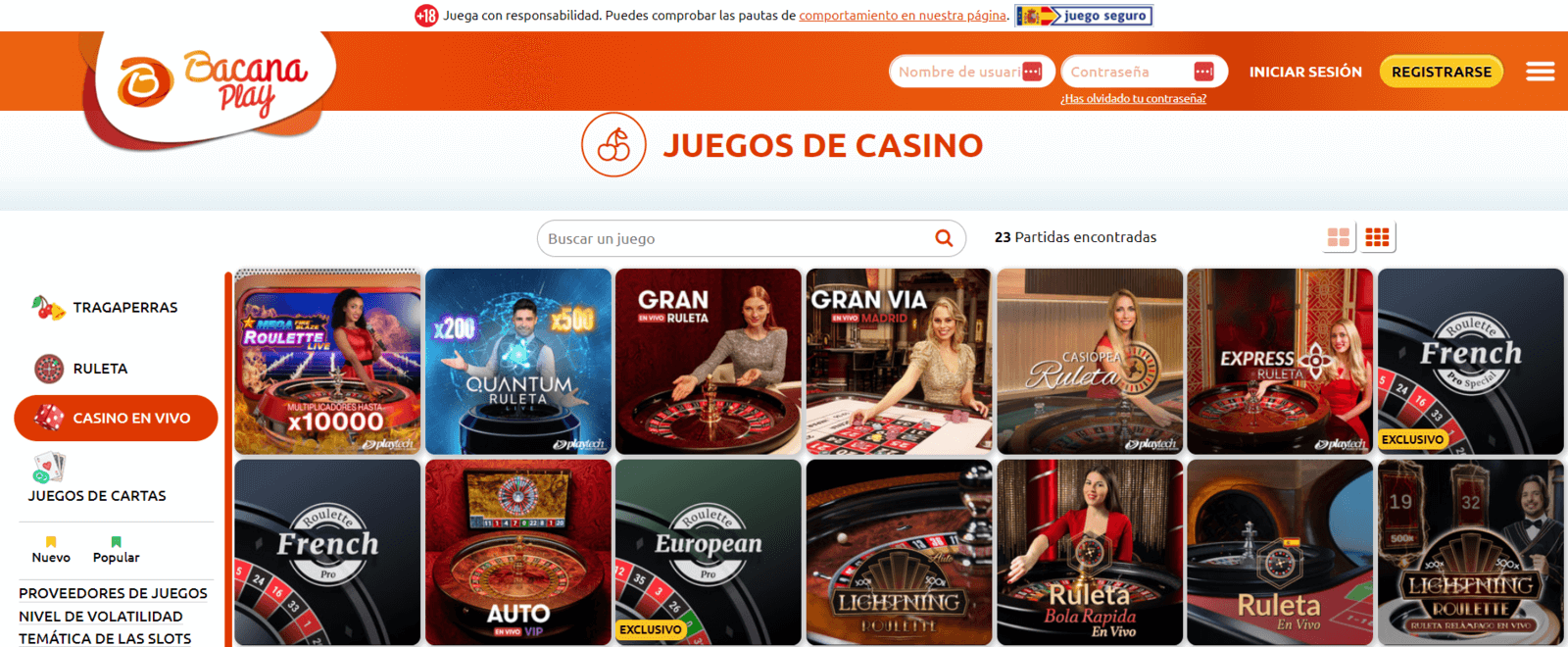 Bacanaplay Casino en vivo online de España