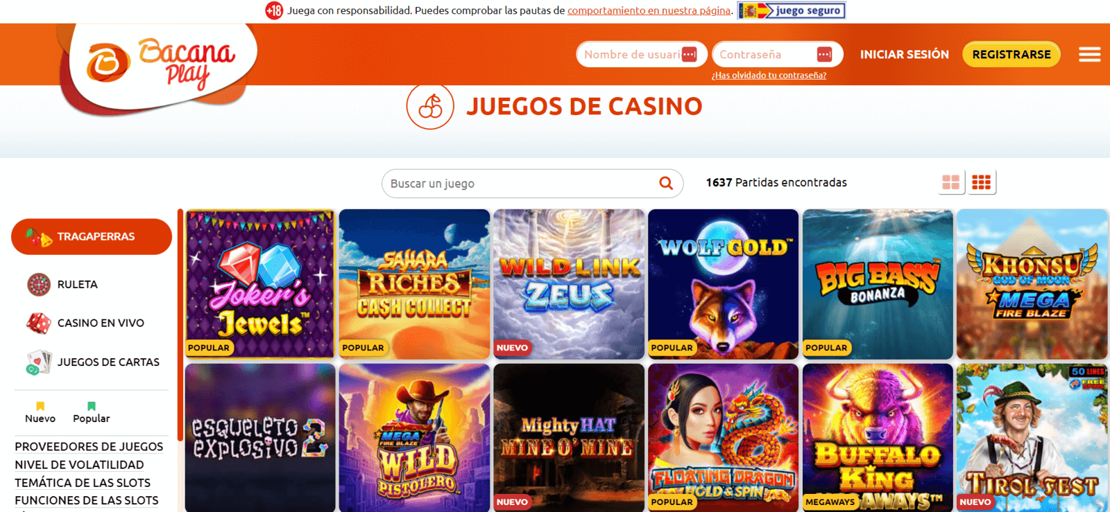 Tragaperras de Bacanaplay Casino online en España 
