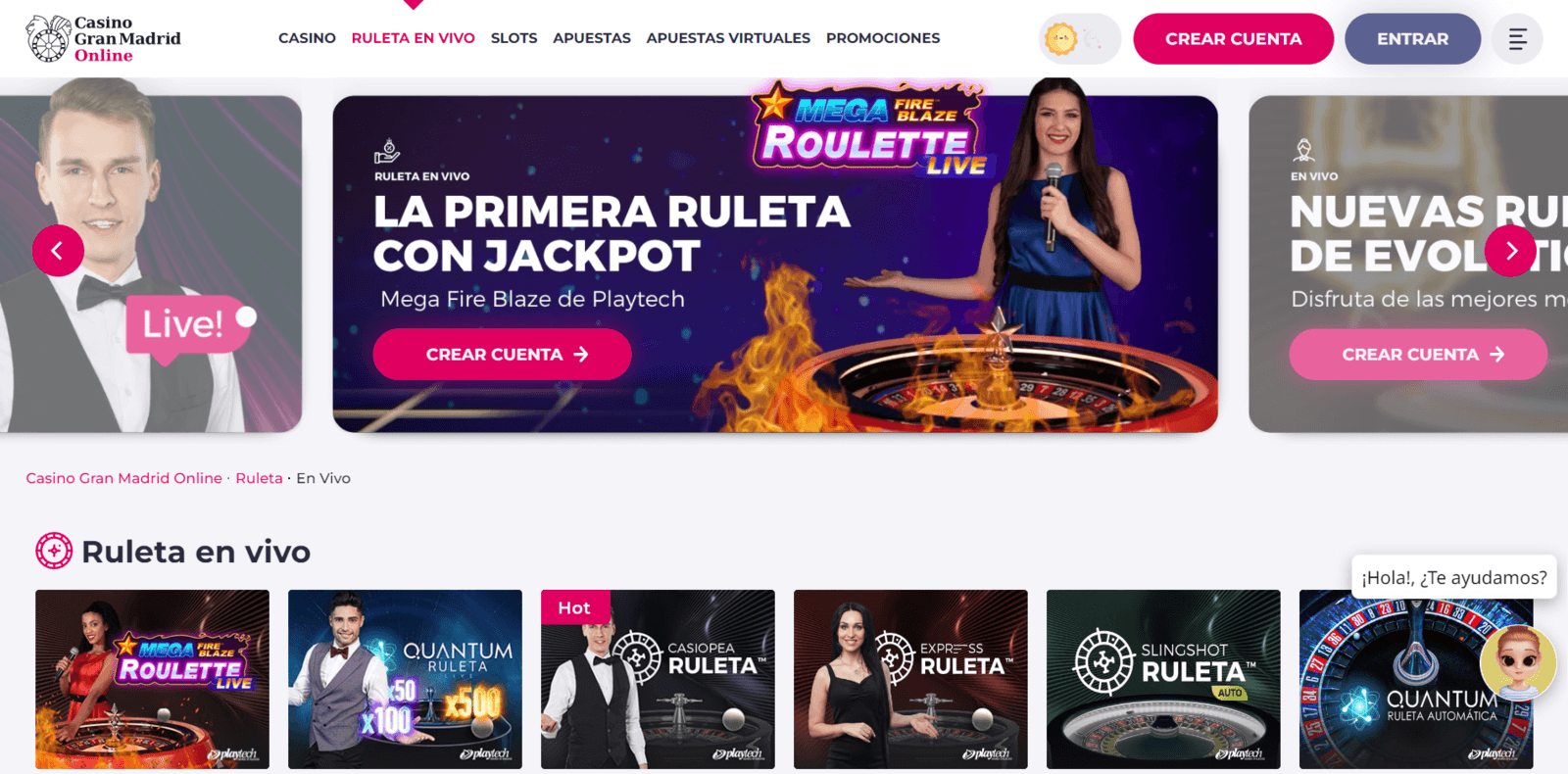 Juegos de ruleta en vivo de Casino Gran Madrid online de España