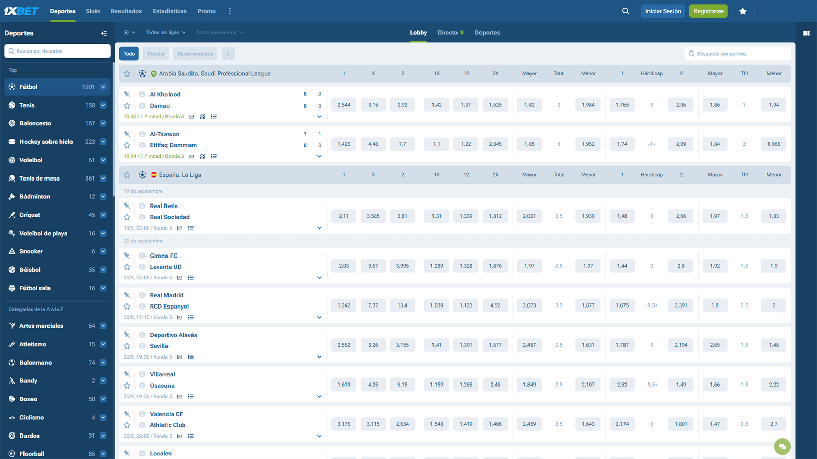 Apuestas de futbol en el casino 1xBet en Espana