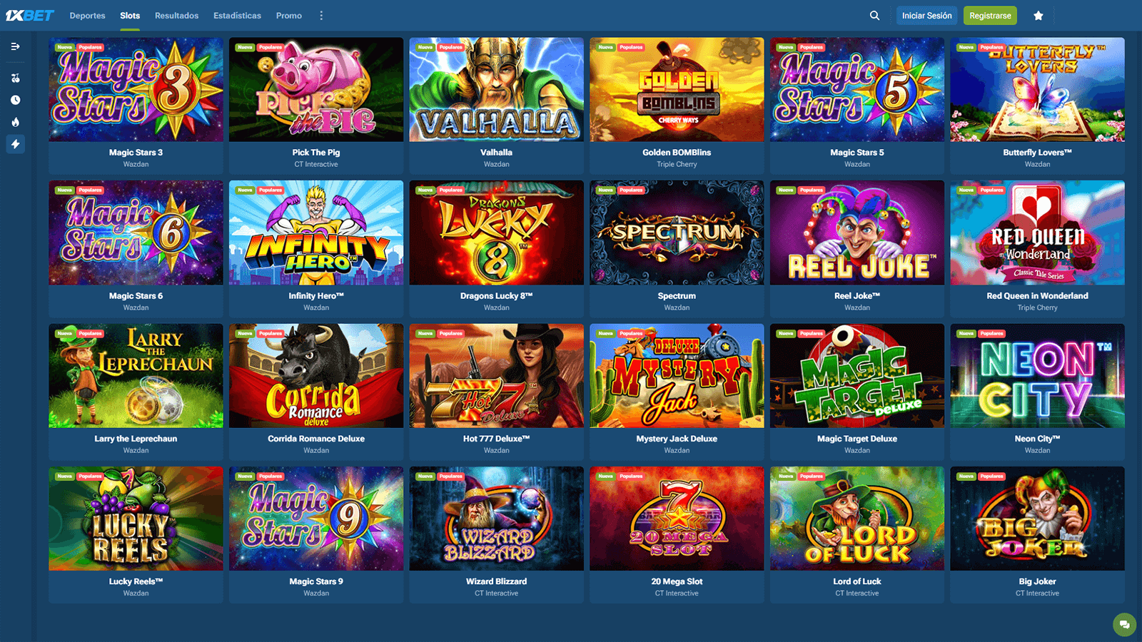 Juegos populares del casino 1xBet