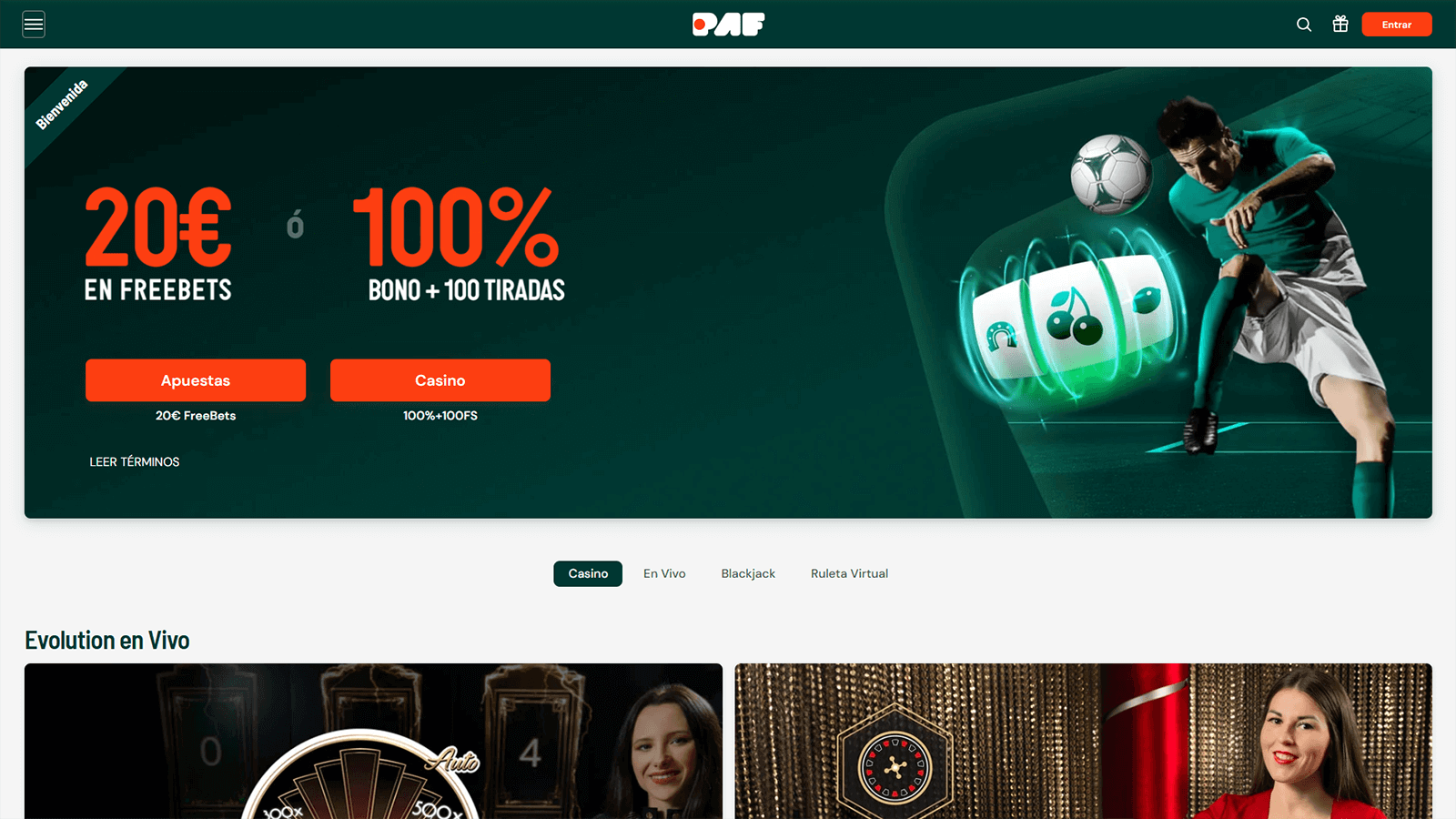 PAF Casino Pagina de Inicio