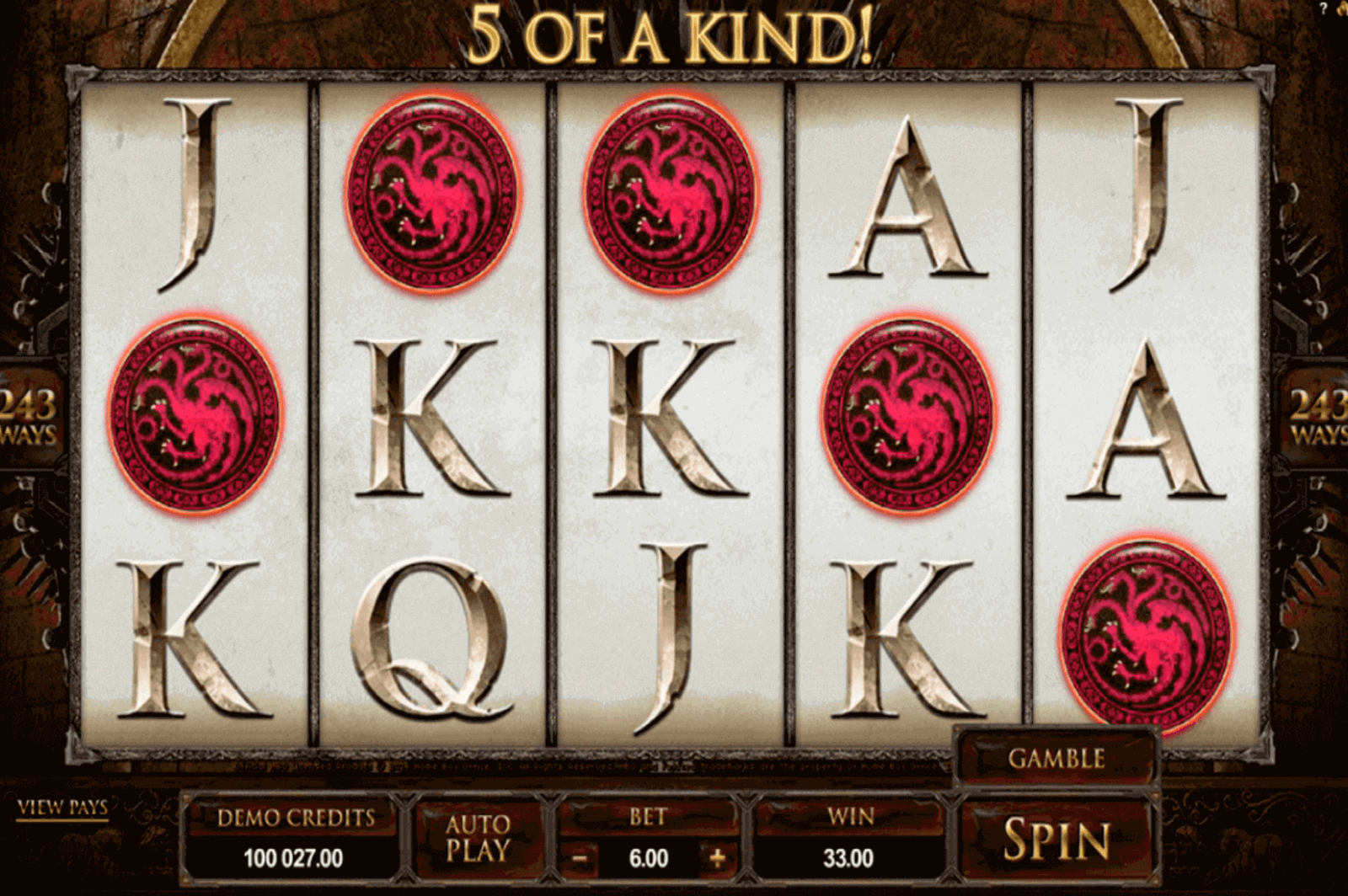 Jugar a la tragamonedas gratis Game of Thrones de Microgaming en casinos online