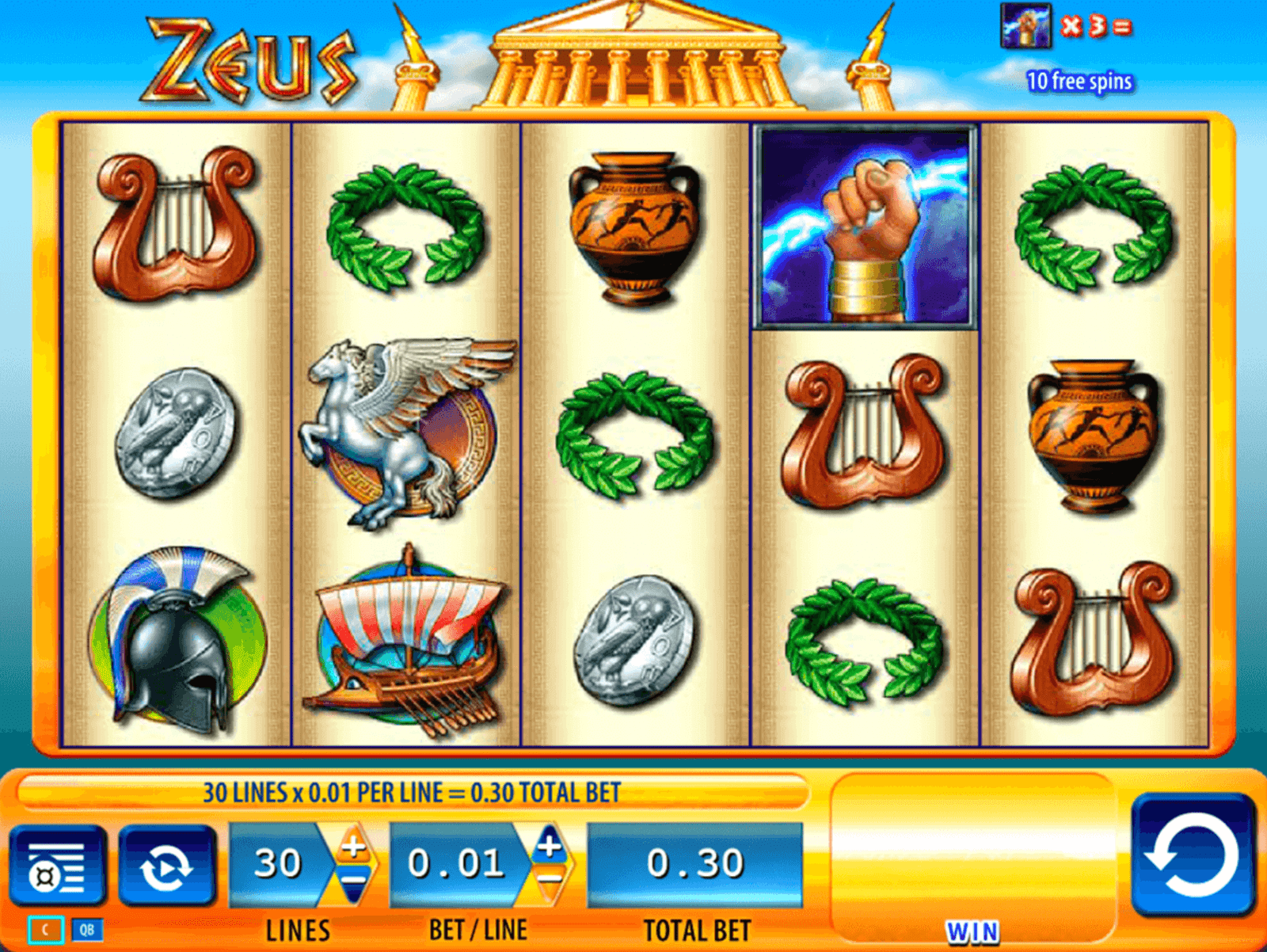 Jugar a la tragamonedas gratis Zeus de WMS en casinos online