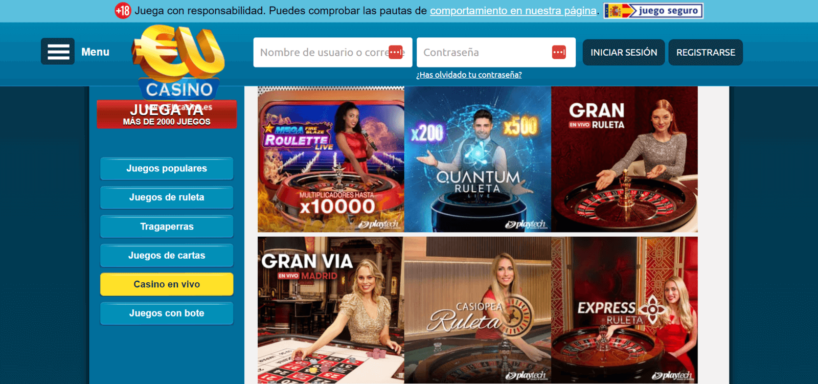 Juegos de Eucasino en vivo online en España