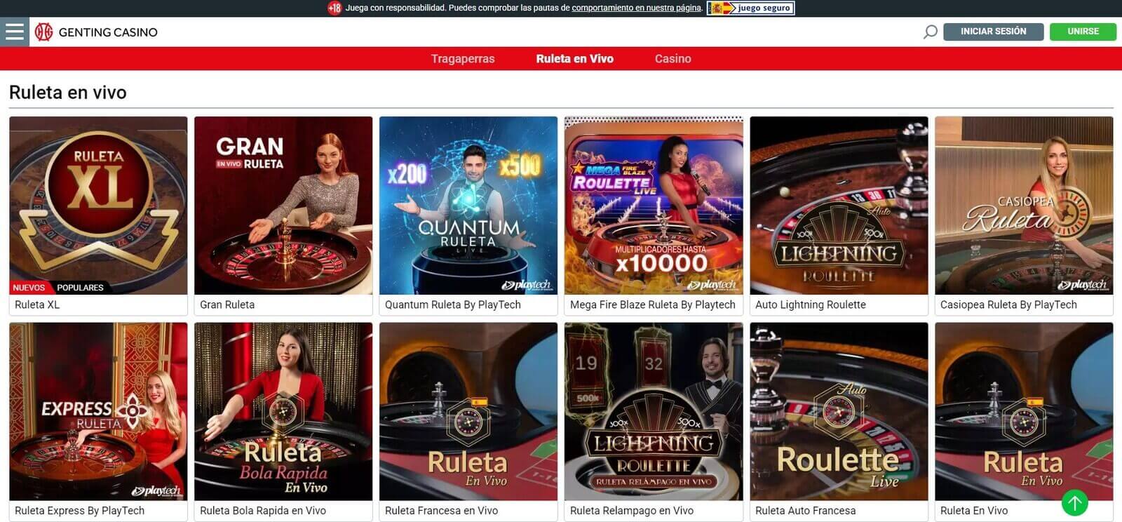 Ruleta en vivo de Genting Casino online en España
