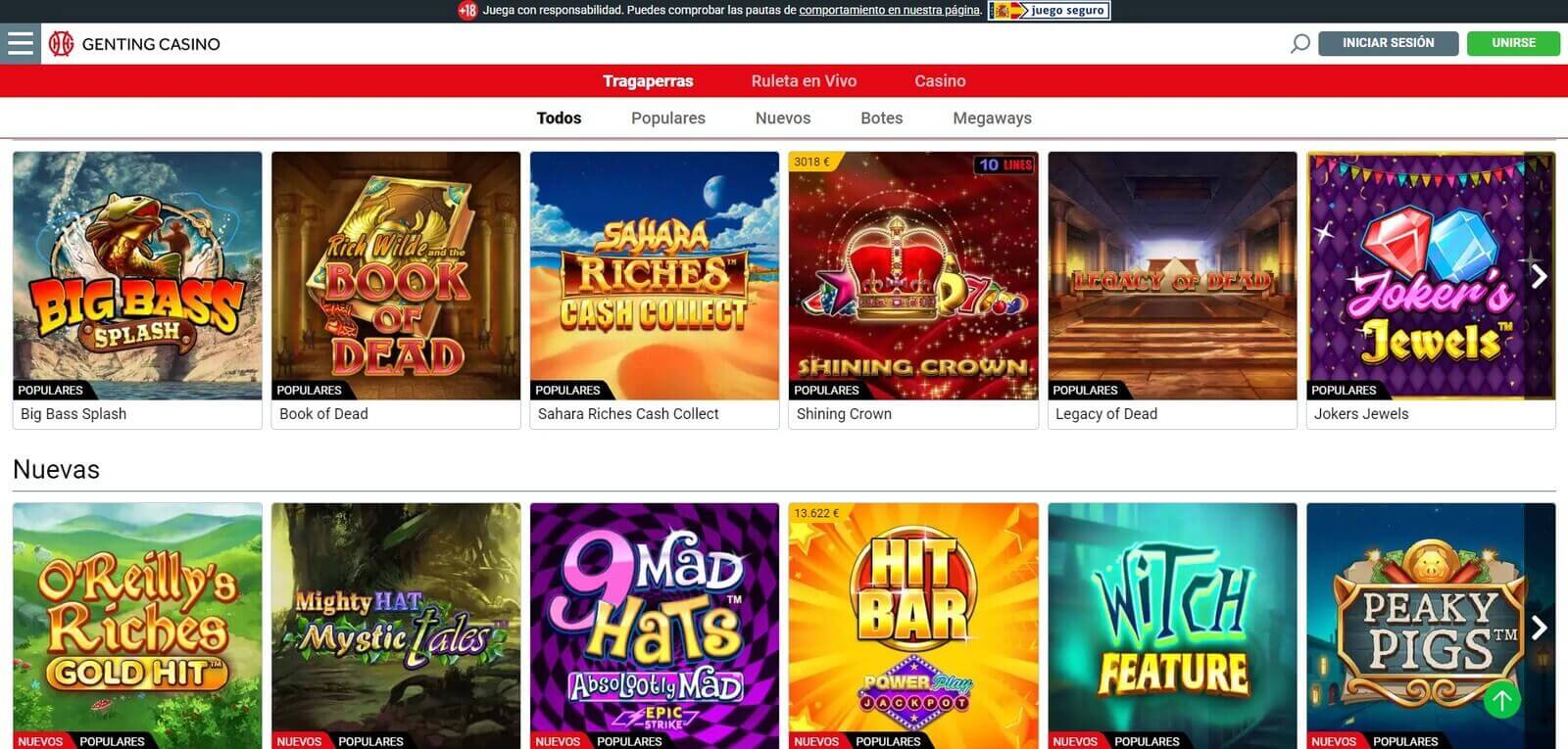 Tragamonedas de Genting Casino online en España