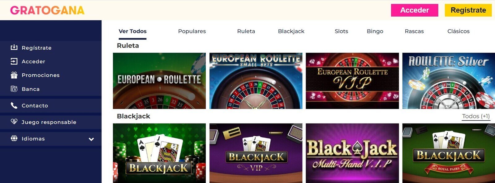 Mejores juegos de casino Gratogana en España