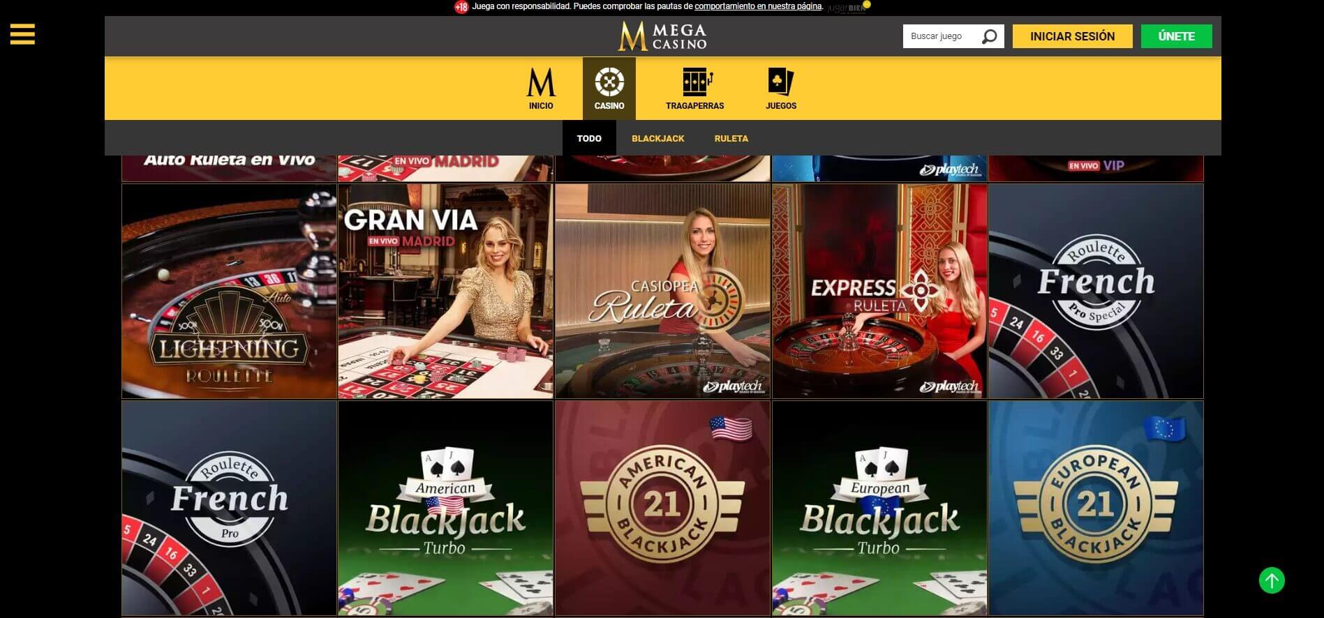 mega casino juegos de blackjack