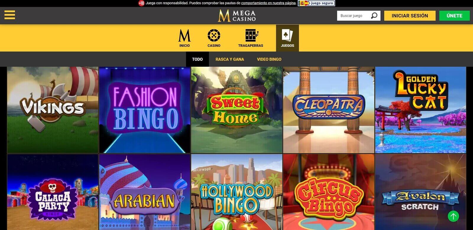 VideoBingo de Mega Casinos online en España de 2023