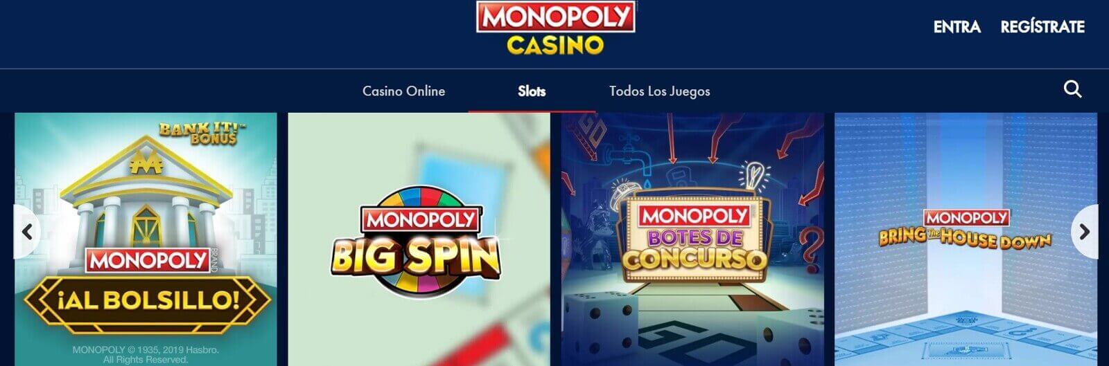 Tragaperras en Monopoly Casino