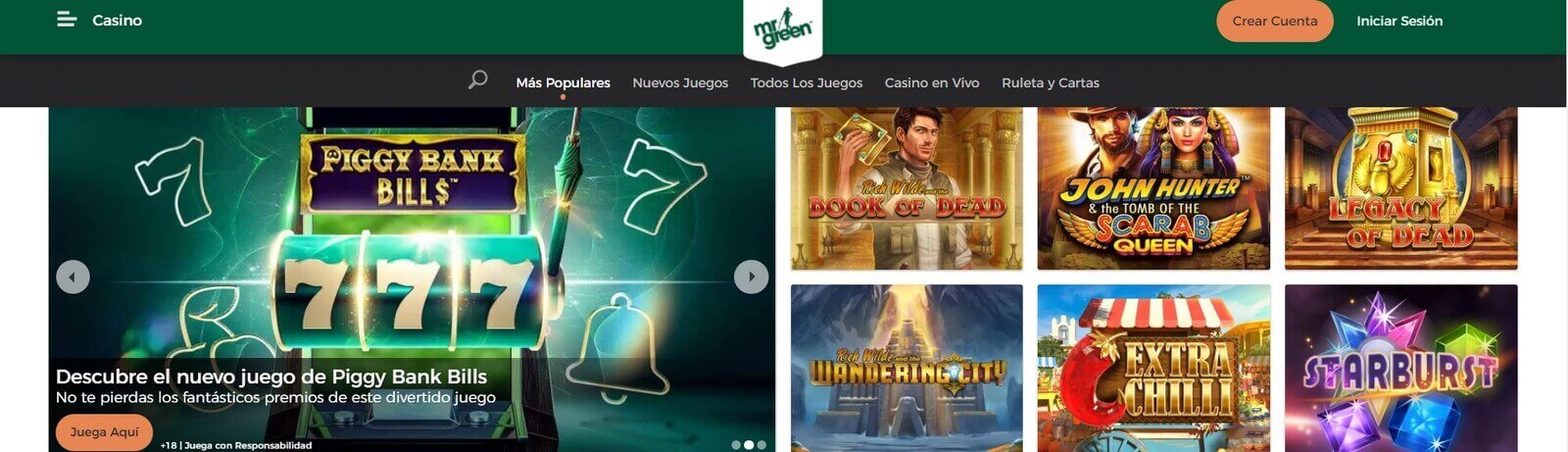 Juegos de Mister Green Casino en España
