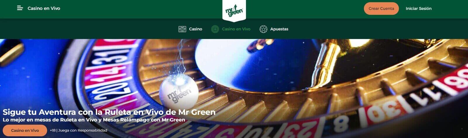 Página web de Mr.Green Casino