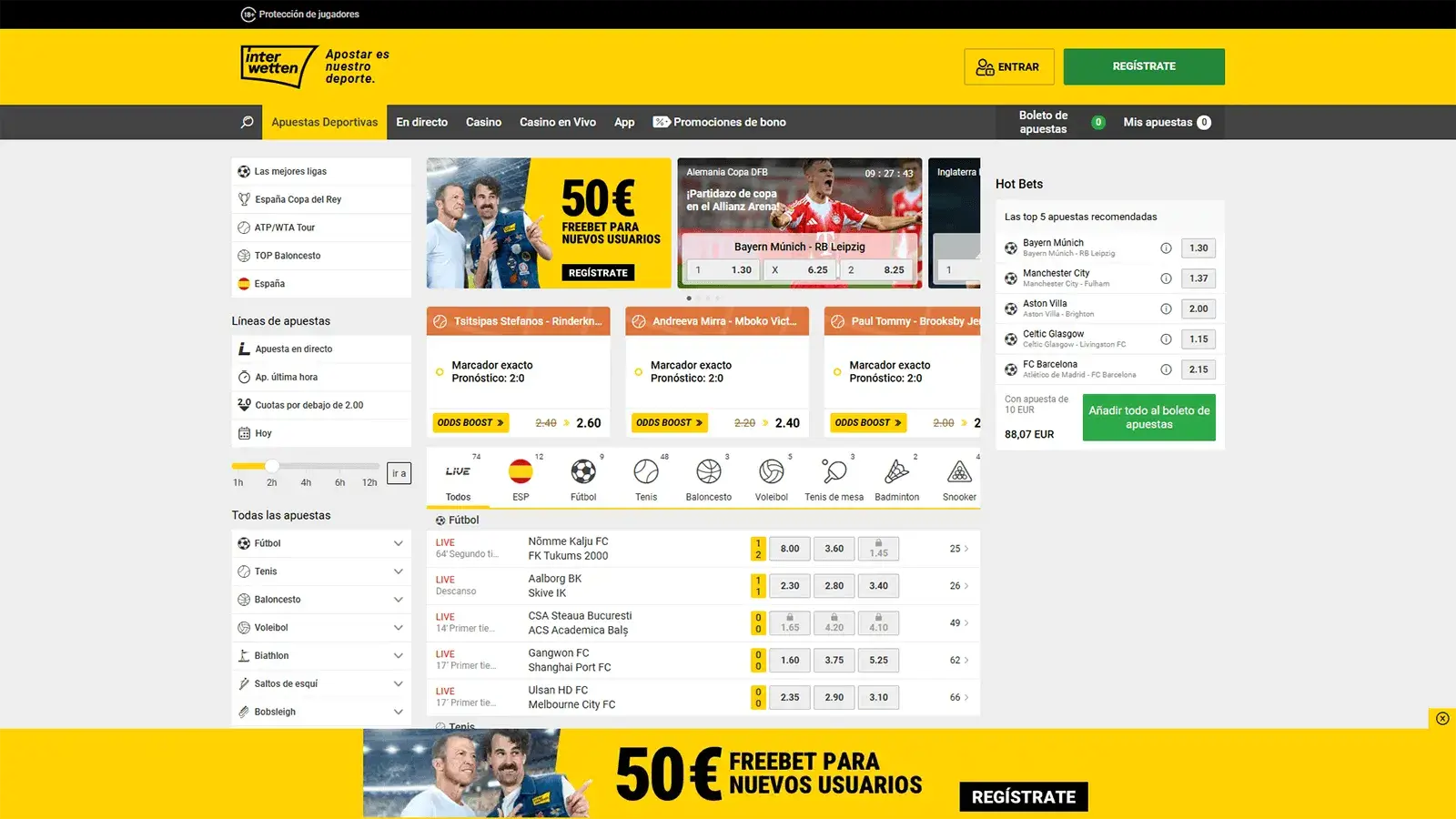 Pagina de inicio del casino Interwetten en Espana