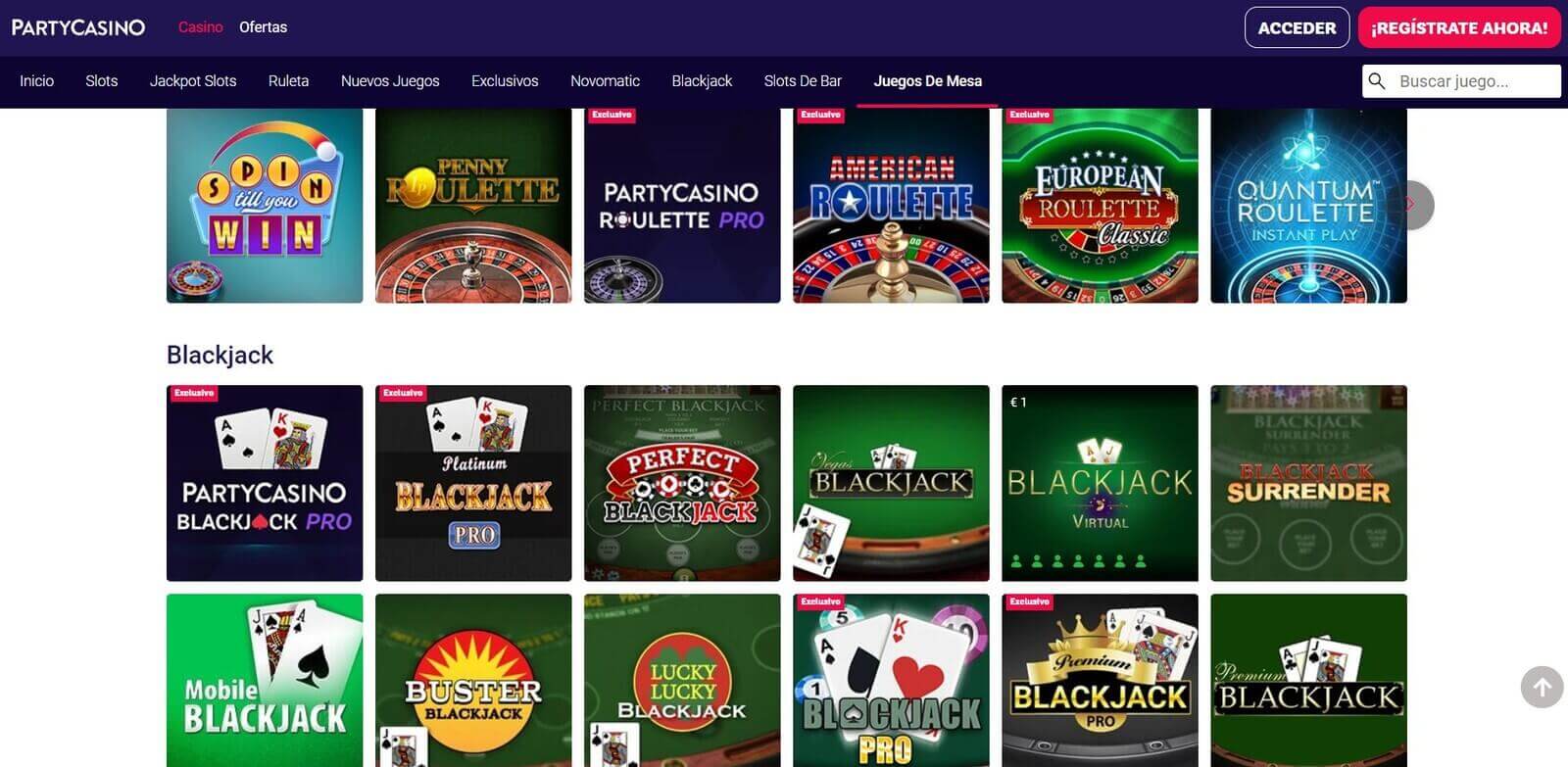 Juegos en Party Casino online de España