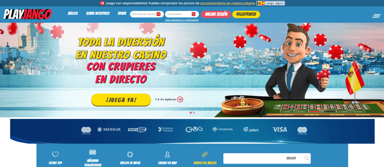 PlayJango casino en vivo online en España