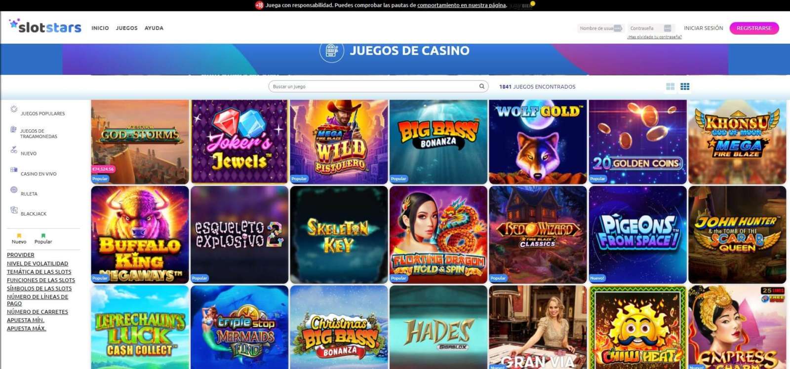 SlotStars casino online con Visaen España