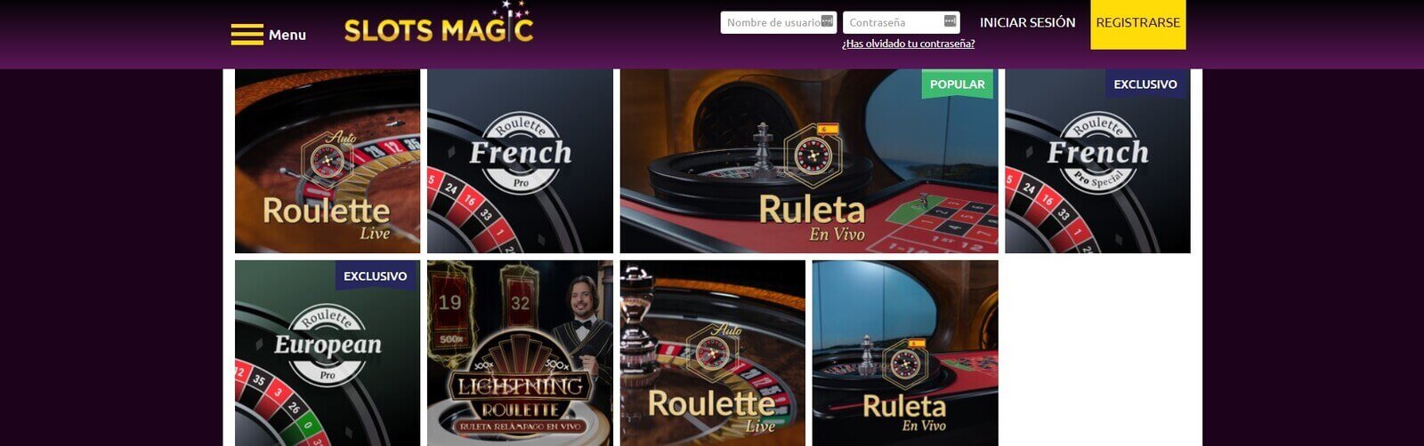 Juegos de en vivo de SlotsMagic casino