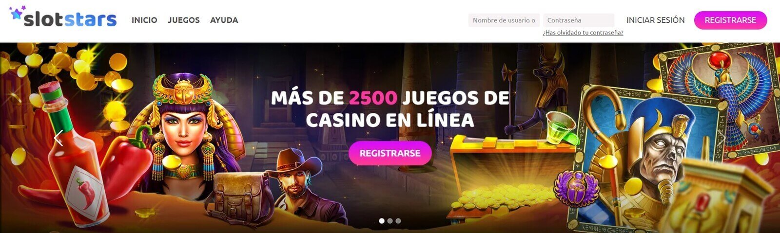 Página web de SlotStars casino