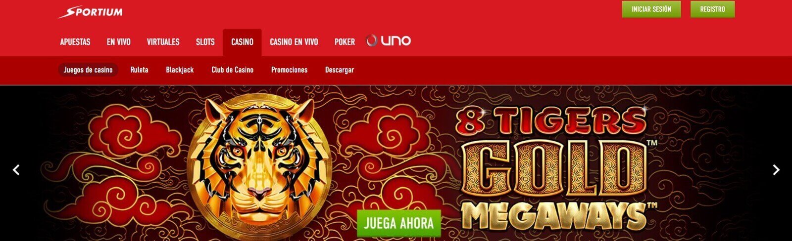 La página oficial de Sportium Casino online en España