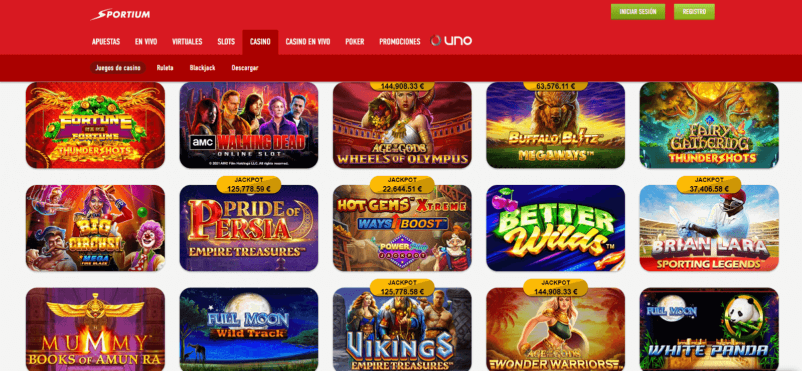 Tragaperras online en Sportium Casino de España