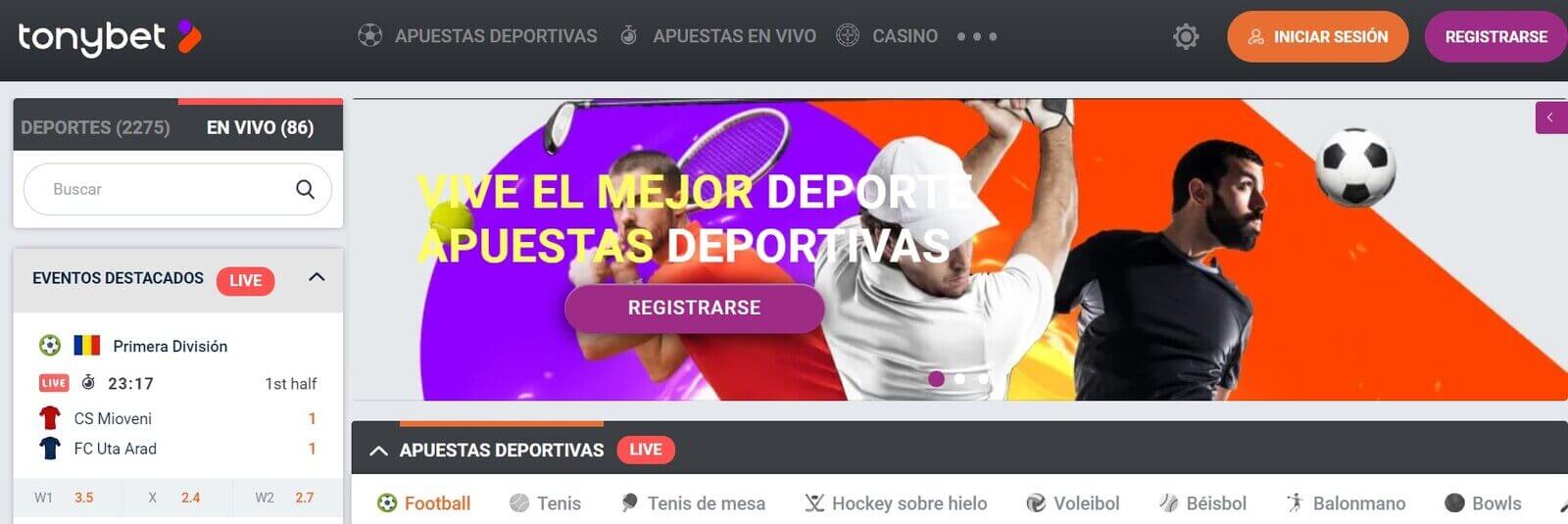 Mejores apuestas deportivas de TonyBet en España