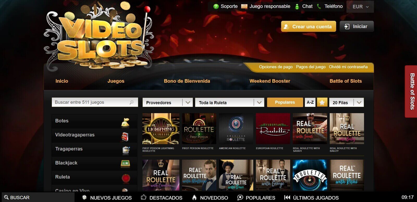Videoslots Casino en vivo online en España