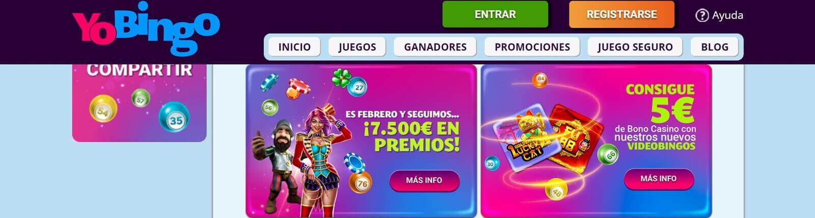 Página web de YoBingo Casino